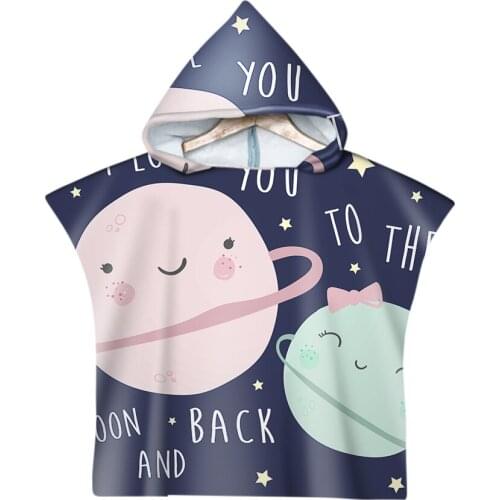Colorful Summer Pattern Quote Microfiber Beach Towel For Baby Children Soft Hooded Bath Towel Swimming Cloak