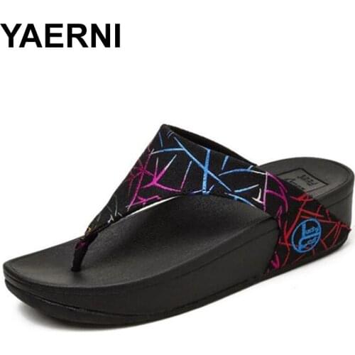 YAERNI New Summer shoes Women Flip flops Fashion Platform wedges Beach Slippers Leisure Outdoor women Slippers zapatillas mujer