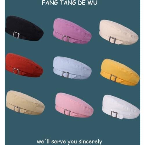 2021 Fashion letter Black Beret Women Cotton spring summer Painter Hat Female Korean Version Japanese British Retro Cap