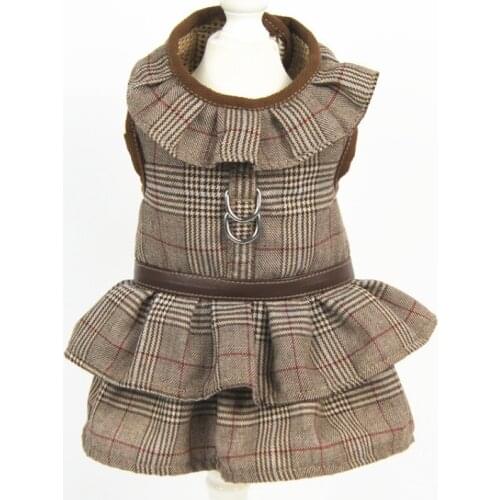 Winter Dog Dress Harness Skirt Dog Lead Leash Puppy Costumes Yorkshire Pomeranian Schnauzer Poodle Pug French Bulldog Clothing