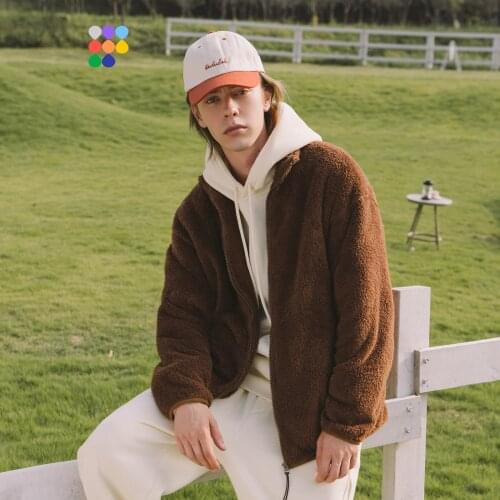 INFLATION Winter Thick Warm Berber Fleece Jacket Men Women Stand Collar Zip Up Faux Fleece Jacket Men Vintage Couples Outwear