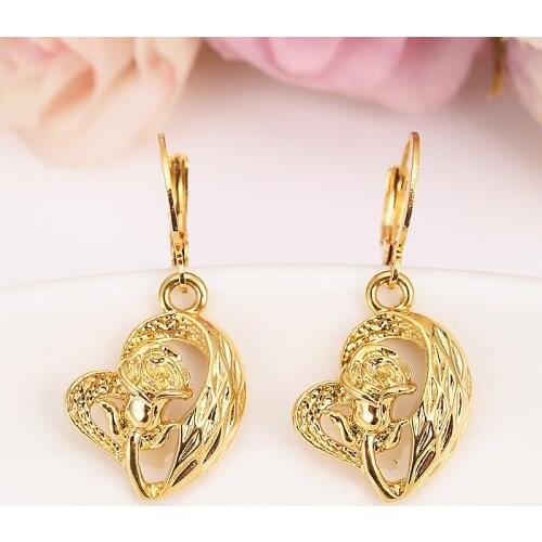 Gold love drop earring Ethiopian/Nigeria/Kenya /Ghana Gold color Dubai african Arab Middle Eastern Jewelry Mom Gifts