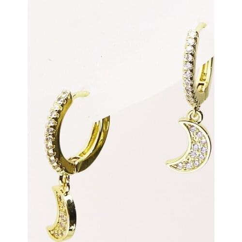 10 Pairs Fashion Zirconia Crescent earrings Tiny earrings Moon shape jewelry earrings women earrings 8264