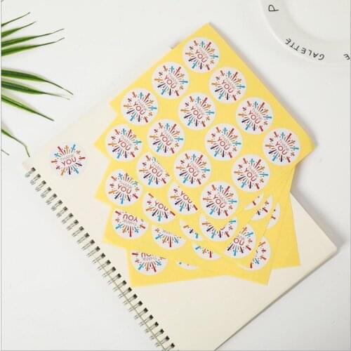 120pcs/lot Thank you colored printing sticker package seal sticker Round Code Stickers Scrapbooking Self Adhesive Sticky Labels