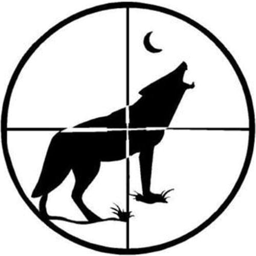 15.2*15.2CM Wild Wolf In Gun Sight Cross Fashion Hunting Car Sticker Vinyl Truck Car Body Decal Black/Silver S1-2315