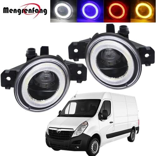 2in1 Design Car Driver + Passenger LED Fog Light Assembly Angel Eye Daytime Running Lamp H11 12V For Opel Movano B Box 2010-2015