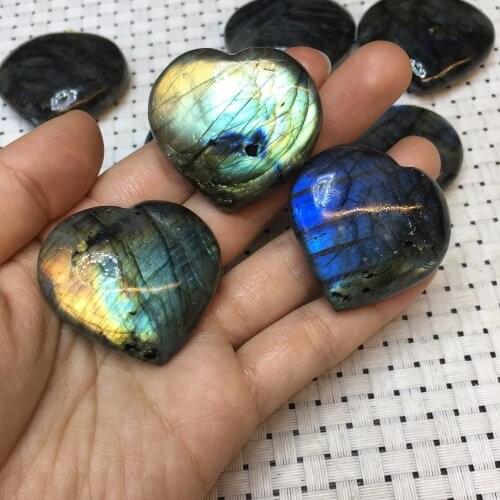 3pcs heavy flash natural labradorite moonlight stone heart reiki healing crystals minerals gemstone as gifts for wedding guests