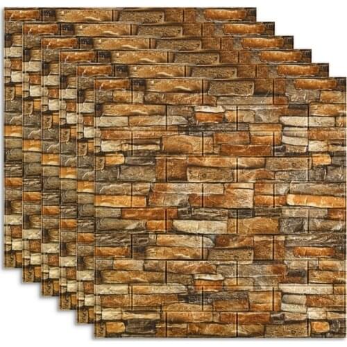 3D Wood Grain Wall Stickers Paper Brick Stone Self-adhesive Wallpaper Effect Bathroom for Living Room Kitchen TV Backdrop Decor