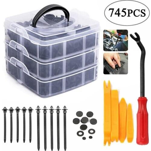 745Pcs/box Car Fastener Clips Mixed Car Fasteners Door Trim Panel Auto Bumper Rivet Retainer Push Engine Cover Fender Tool