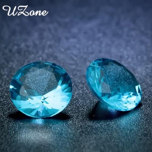 8MM 5A Round Cut CZ Stone Brilliant Round Cut Middle SeaBlue Synthetic Gems Zirconia Stone Birthstone December