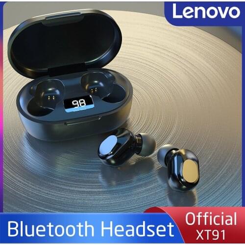 Wireless Headphone Bluetooth-compatible Waterproof Sport Earphones Noise Reduction Earbuds Touch Control Headset LED Lenovo XT91