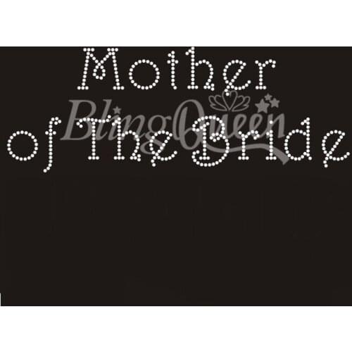 BlingQueen 25PCS/LOT Custom Hot Fix Iron On Rhinestone Transfers Mother of The Bride Design