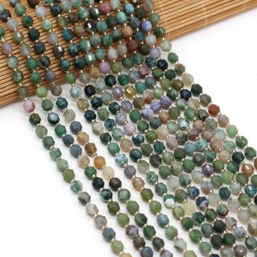 6mm Natural Stone Faceted Agates Beads Loose Jaspers Spacer Bead for Jewelry Making Diy Necklace Bracelet Accessories