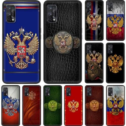 Case Oppo Realme 6 7 C21 C3 XT 8 7i 5 Pro A53 A52 A9 2020 A94 A74 5G Capa Black Shell Phone Coque Russia Russian Flags Emblem