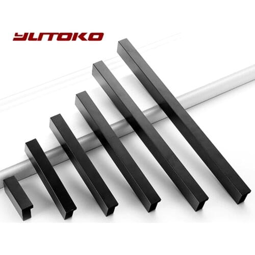 YUTOKO American Style Black Cabinet Handles 7 Bar Aluminum Alloy Kitchen Cupboard Pulls Drawer Knobs Furniture Handle Hardware