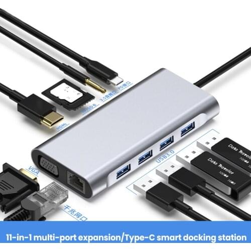 Type C HUB Docking Station 11 in 1 USB C to USB 3.0 Dock for MacBook Computer Accessories USB-C Type C 3.1 Splitter USB C HUB