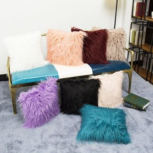 Nordic Posh Style Home Decor Super Soft Plush Mongolian Faux Fur Throw Pillow Cover Cushion Case Pillowcase Square