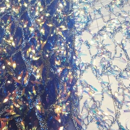 GLace 1Y/Lot african fabric mesh lace Fringed sequin fabric for dress cloth wedding decoration embroidery mesh laceTX862