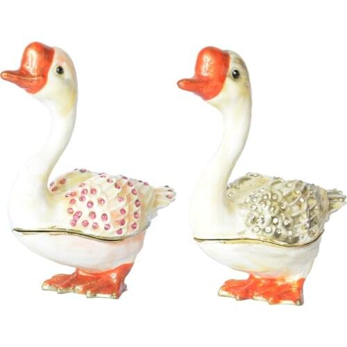 Goose animal jewelry trinket box animal tabletop alloy decorative craft pewter ornament Home Accessories X'mas Gifts