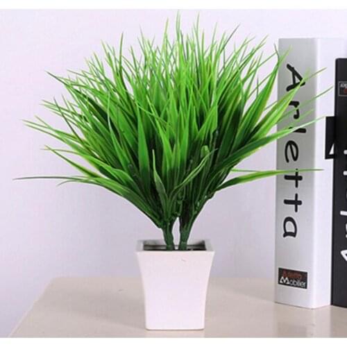 Artificial Fake Plastic Green Grass Plant Flowers Office Home Garden Decor