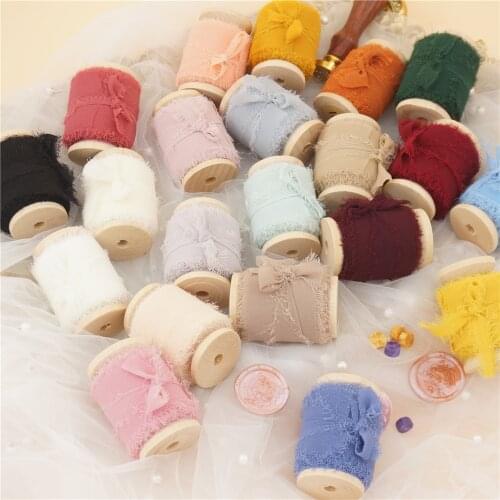 Ins Style Handmade Chiffon Frayed Edged ribbon 6Rolls One Set Wedding Bouquet Streamers Photography Gift Wrapping