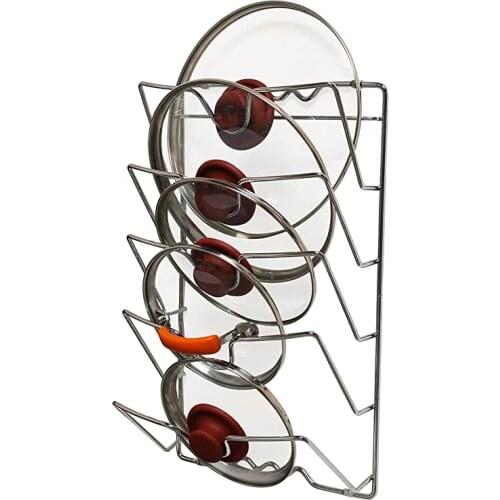 Kitchen Wall Hanging Pot Cover Rack Five-Layer Pot Lid Storage Rack Metal Multifunctional Rack