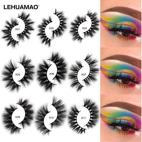 LEHUAMAO Makeup 3D Mink Lashes Eyelashes Thick Reusable Fluffy Lashes 100% Cruelty Free Volume Wispy Soft False Eyelashes K01