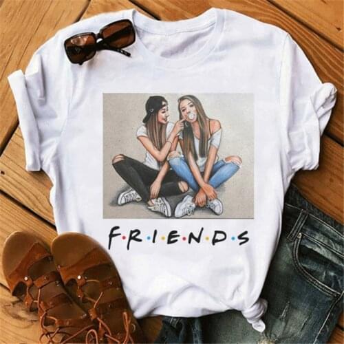 Hot Sale Korean Female Clothes Loose Size Elegant Summer New Fashion Friends Letters Graphic Print Women Tops And Blouse