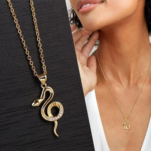 Minimalist Snake Necklace Gold Filled Women Serpent Pendant with Cubic Zirconia Charm Gift