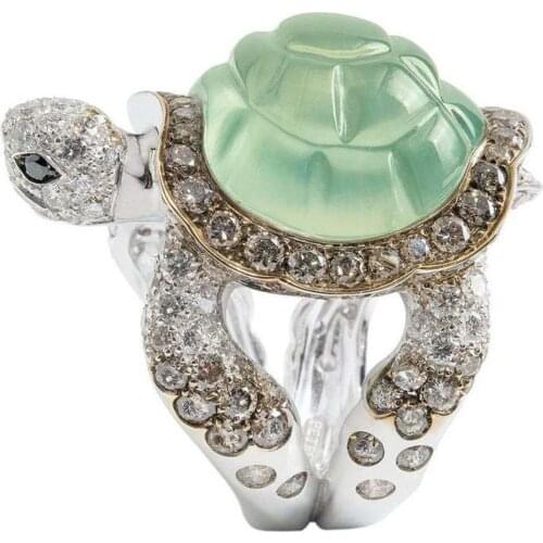 Fashion Women Rhinestone Inlaid Turtle Ring Wedding Engagement Jewelry Gift