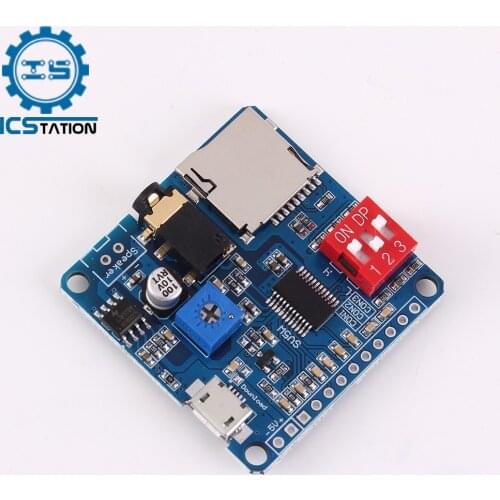 Voice Playback Module Stereo Music Player WAV MP3 Decoder UART I/O Trigger 5W Class D Amplifier AMP Board TF Card Slot