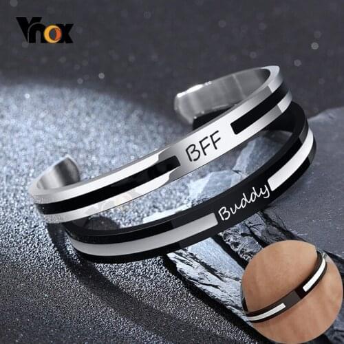 Vnox Minimalist Stainless Steel Couple Cuff Bangle Bracelets for Men Male BFF Friendship Free Custom Engrave Gifts Jewelry