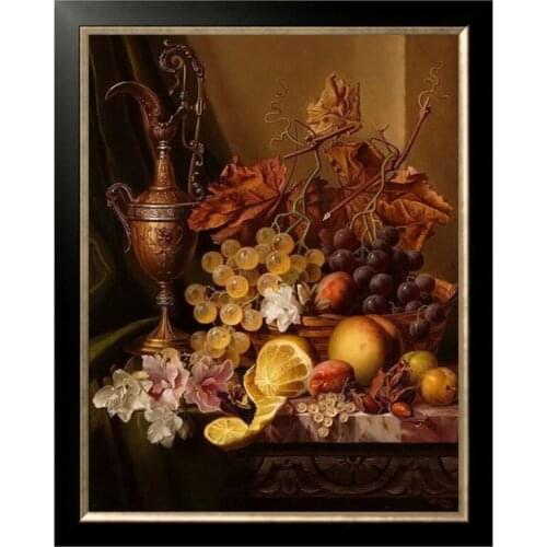 Needlework DIY DMC 14CT unprinted Cross stitch kits For Embroidery pictures fruit Grapes lemons peaches Counted Cross-Stitching