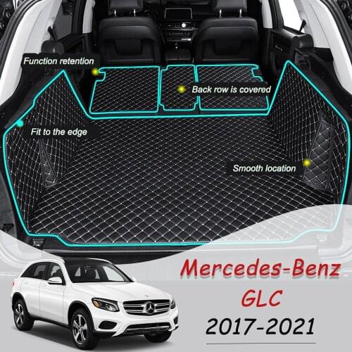 The Trunk Floor Leather Liner Car Trunk Mat Cargo Compartment Floor Carpet For Mercedes-Benz GLC 2017-2021