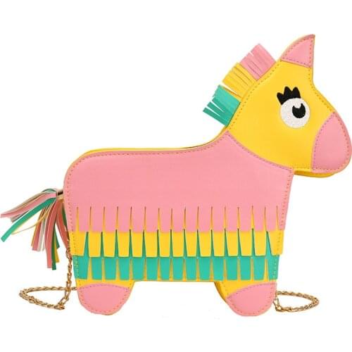 2020 Summer New Funny Personality Rainbow Colorful Animal Pony Crossbody Bag Women Fashion Crossbody Shoulder Bag Female