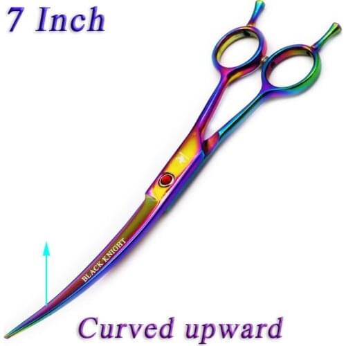 Pet Scissors 7" Upward Curved Pet Grooming Scissors Professional Multicolor Hair Cutting Shears Barber Using Dogs & Cats