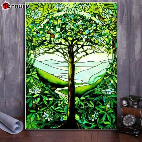Full square round diamond painting Green tree of life diamond embroidery 5D rhinestone mosaic diamond inlaid pattern decoration