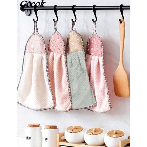 Cartoon Animal Soft Coral Velvet Towel Cute Baby Nursery Wipe Hand Towel Kitchen used Hanging Dishcloths