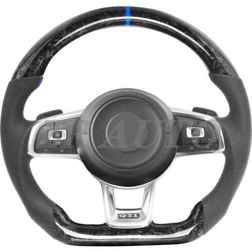 Customized Forged Carbon Fiber Alcanrata/Nappa/Perforated Leather For Volkswagen Golf GTI/R MK7 MK7.5 Steering Wheel Assembly