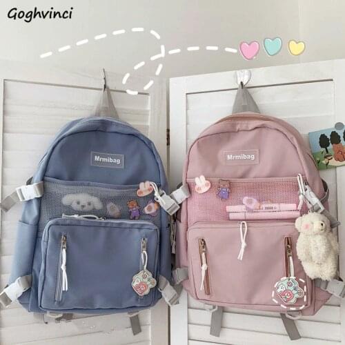Backpacks Women Large Capacity Harajuku Multi-storage Solid Net Bag Womens Trendy Leisure Travel School Multi-pocket Ulzzang Ins
