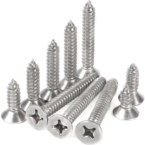 50pcs/lot 304 Stainless Steel Screws M3.9 Cross Recessed Flat Head Countersunk Phillips Self-tapping Wood Screws M4x16mm