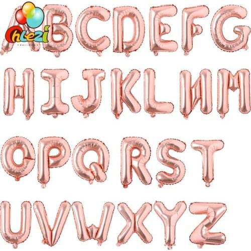 Wholesale 50pcs/lot 16inch Rose Gold Silver Letter Shape Foil Balloons Birthday party Wedding Decoration baby shower Supplies