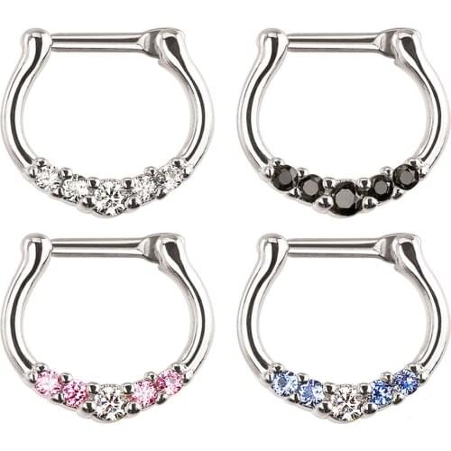 1PC 316L Steel Septum Rings Nose Hoop Helix Cartilage Earring Daith Rook Tragus Clicker Lobe Ear Piercing Body Jewelry 16g/1.2mm