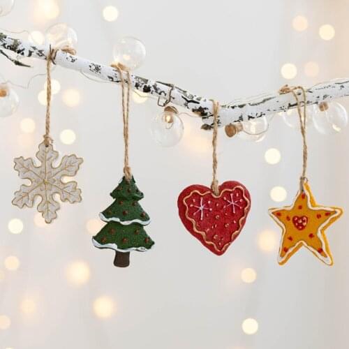 Home Decor Ornaments Christmas Snowflakes Five-pointed Star Pendant Crafts Cute 4pcs/set Small Xams New Year Accessary Hangings
