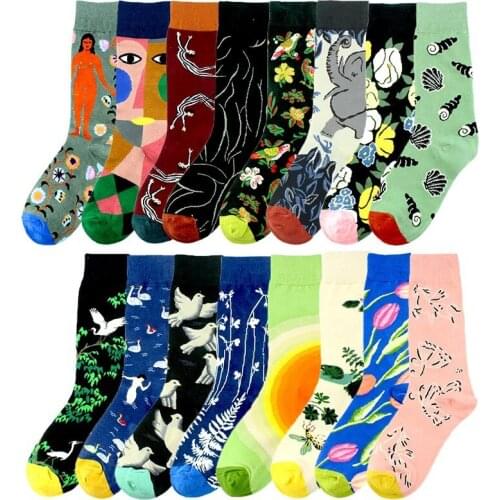 High Quality Pure Cotton Socks Women New Style Individuality Colorful Couples Unisex Fashion Harajuku Casual Crew Fun Sock Man
