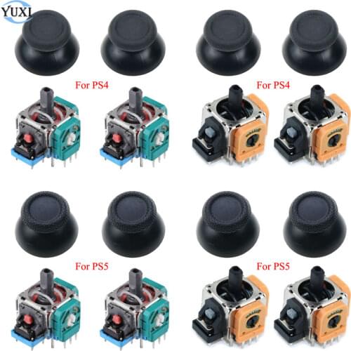 YuXi 2pcs Analog Thumb Sticks Grips Sensor Module Joystick Mushroom Caps For PlayStation 4 5 PS5 PS4 Pro Slim Controller