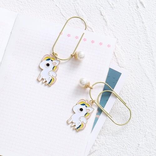 TUTU 2pcs/pack Unicorn Bookmarks paper clip of Page Stationery School Office Supply Student Rewarding Prize H0539