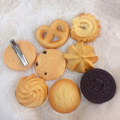 Korean Style Creative Cute Resin Simulation Food Biscuits Hair Clips Fashion Hair Accessories for Women Sweet Cookie Hair Pins
