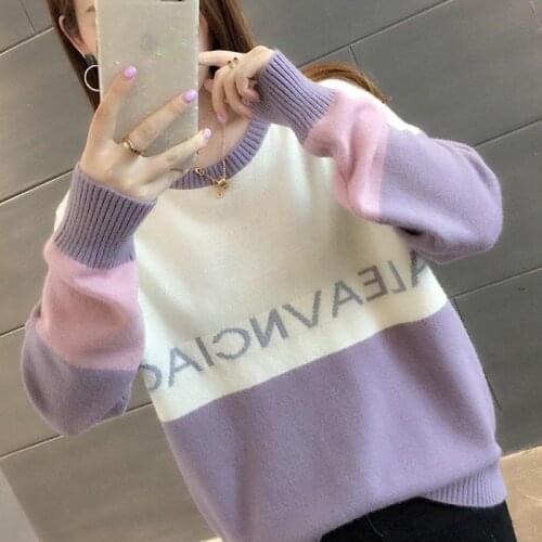 Women Knitted Sweater And Pullovers Letter O-Neck Sweaters Autumn And Winter 2019 New Casual Style Female Sweater