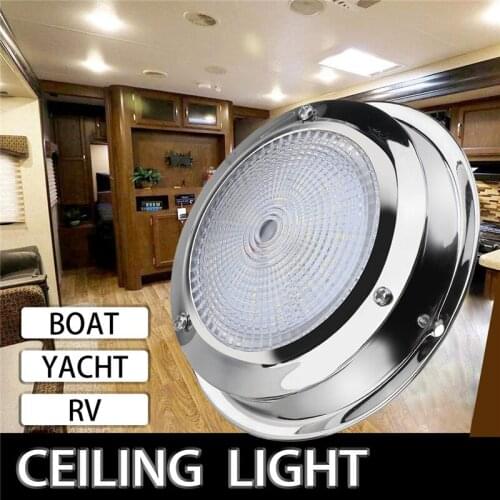 1Pcs white 70W truck interior LED ceiling light round reading light with switch for RV Car Boats 12V Ceiling Dome Light